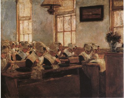 Dutch Sewing School by Max Liebermann